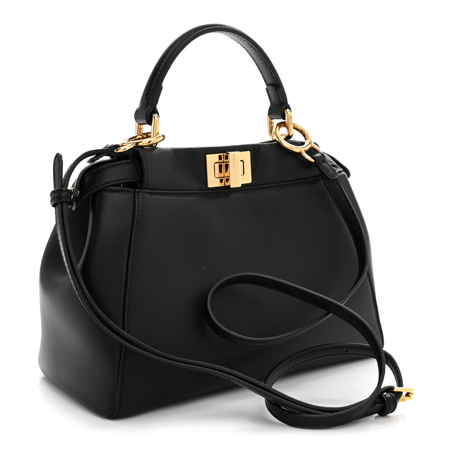 Fendi Nappa Mini Peekaboo Iconic Satchel Black 3 of 10