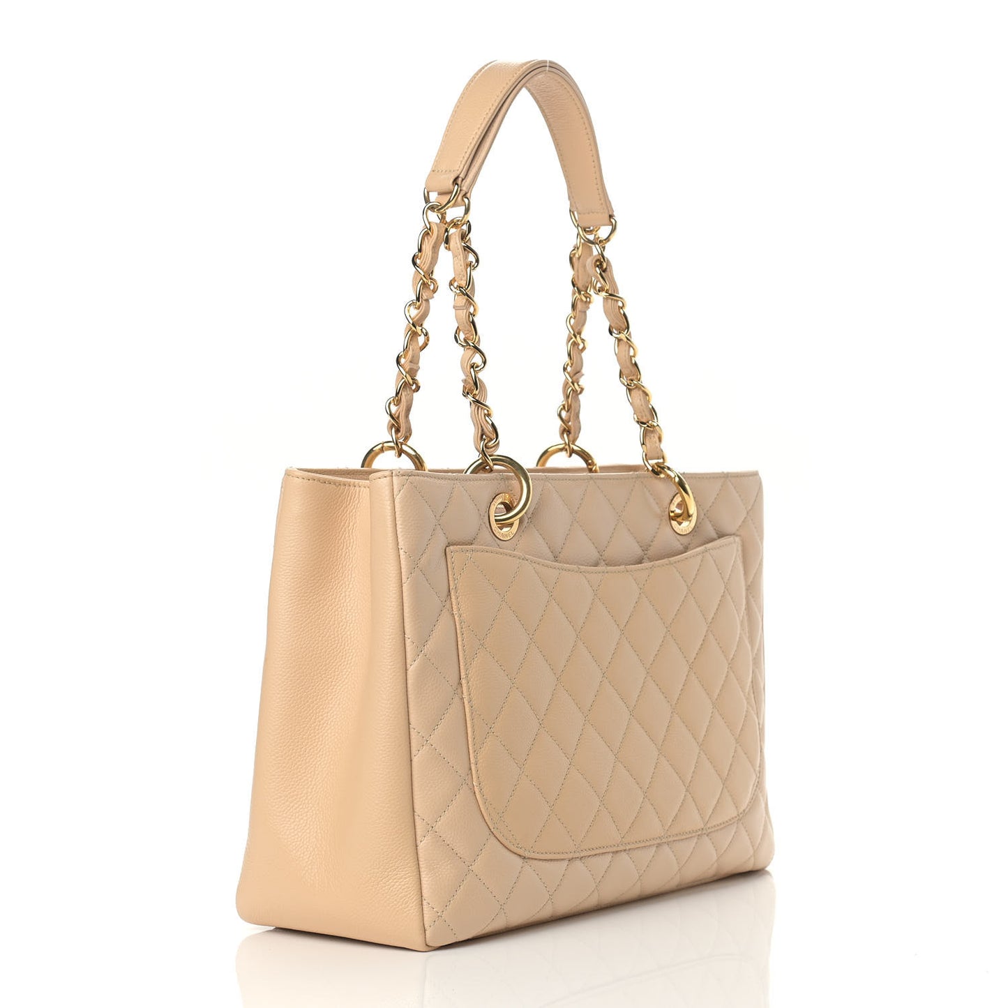 Caviar Quilted Grand Shopping Tote GST Beige Clair