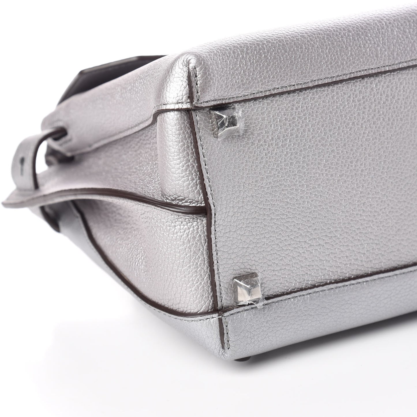 Metallic Pebbled Calfskin Medium Milla Backpack Silver