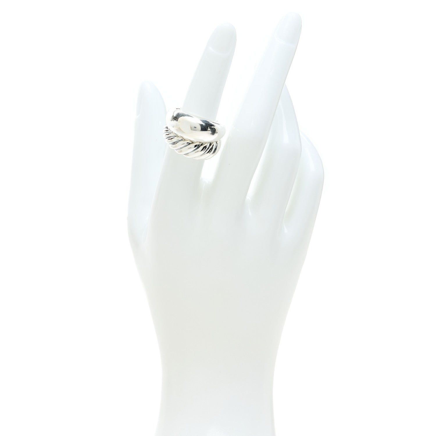 David Yurman Sterling Silver 17mm Pure Form Two Row Ring 51 5.75 2 of 4