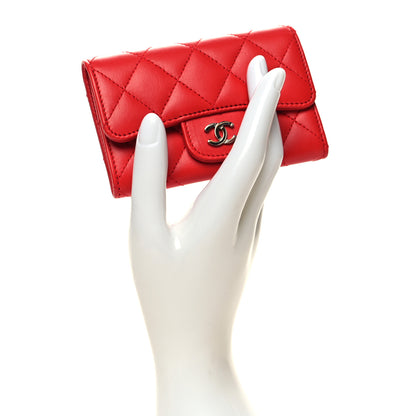 Chanel Lambskin Quilted Flap Card Holder Red 2 of 10