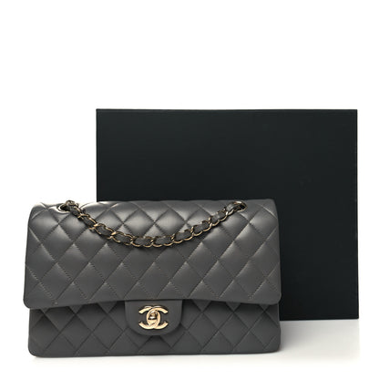 Chanel Lambskin Quilted Medium Double Flap Dark Grey 11 of 11