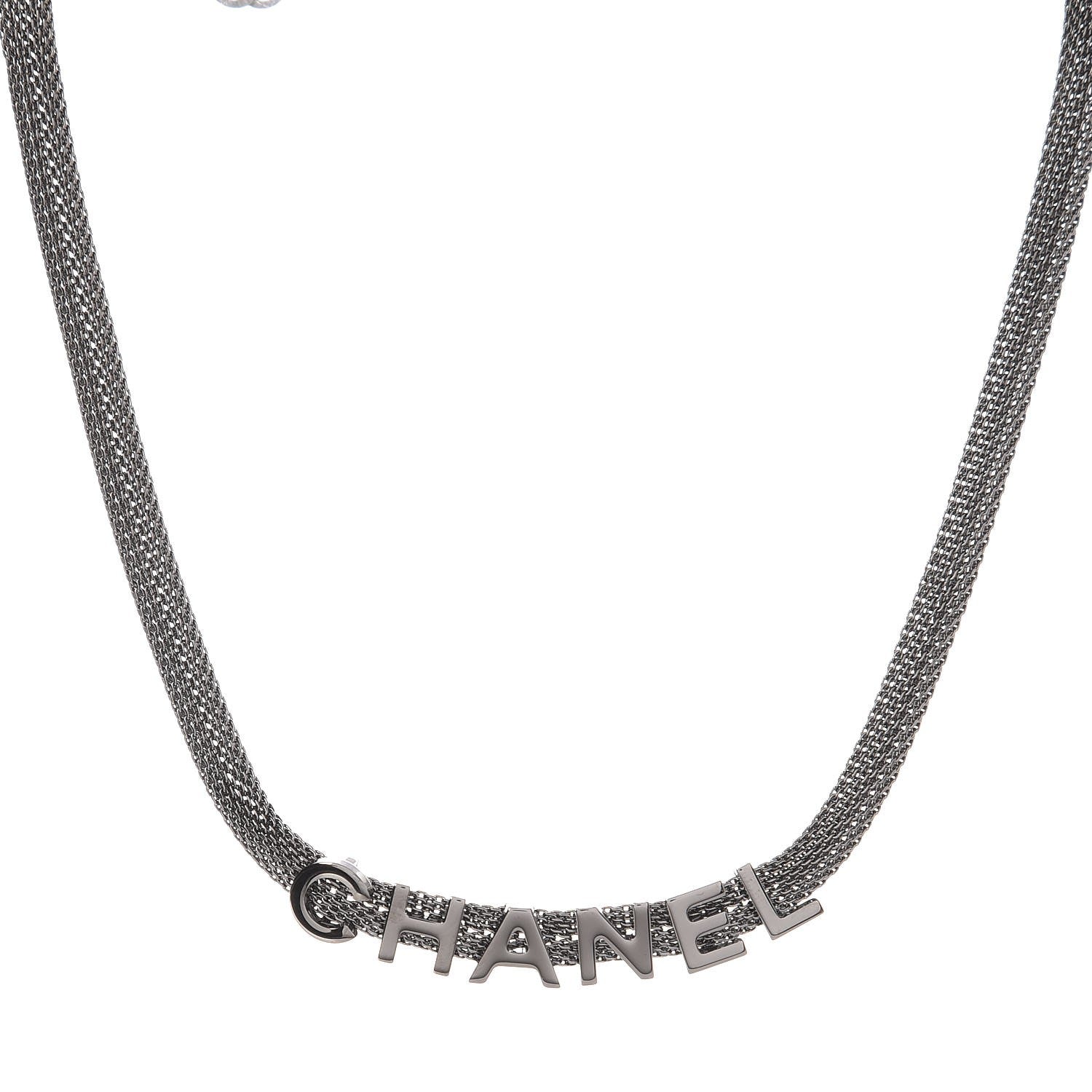 Chanel Ruthenium Logo Choker Necklace 1 of 6