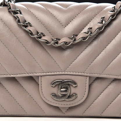 Chanel Iridescent Calfskin Chevron Quilted Mini Rectangular Flap Grey 11 of 12