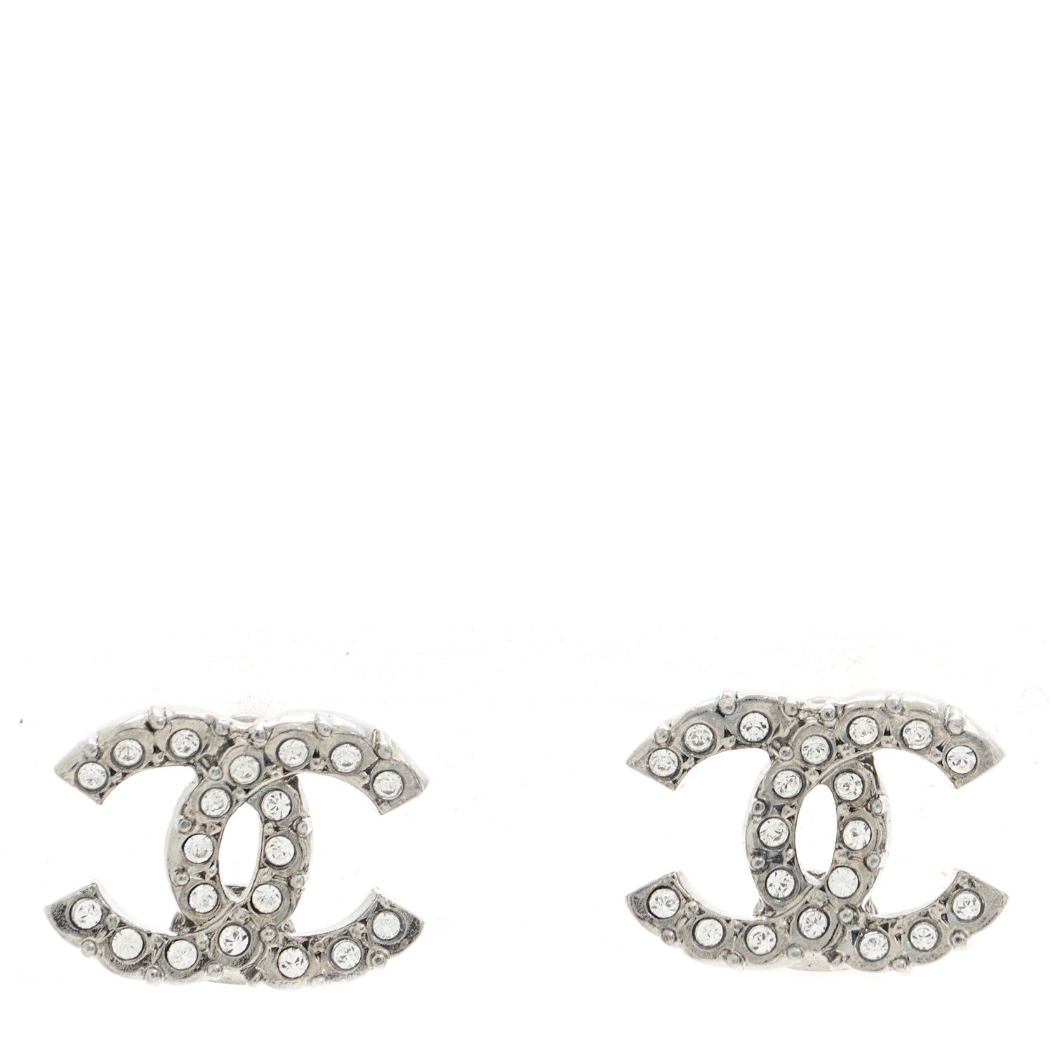 Chanel Crystal Mini CC Earrings Silver 1 of 5