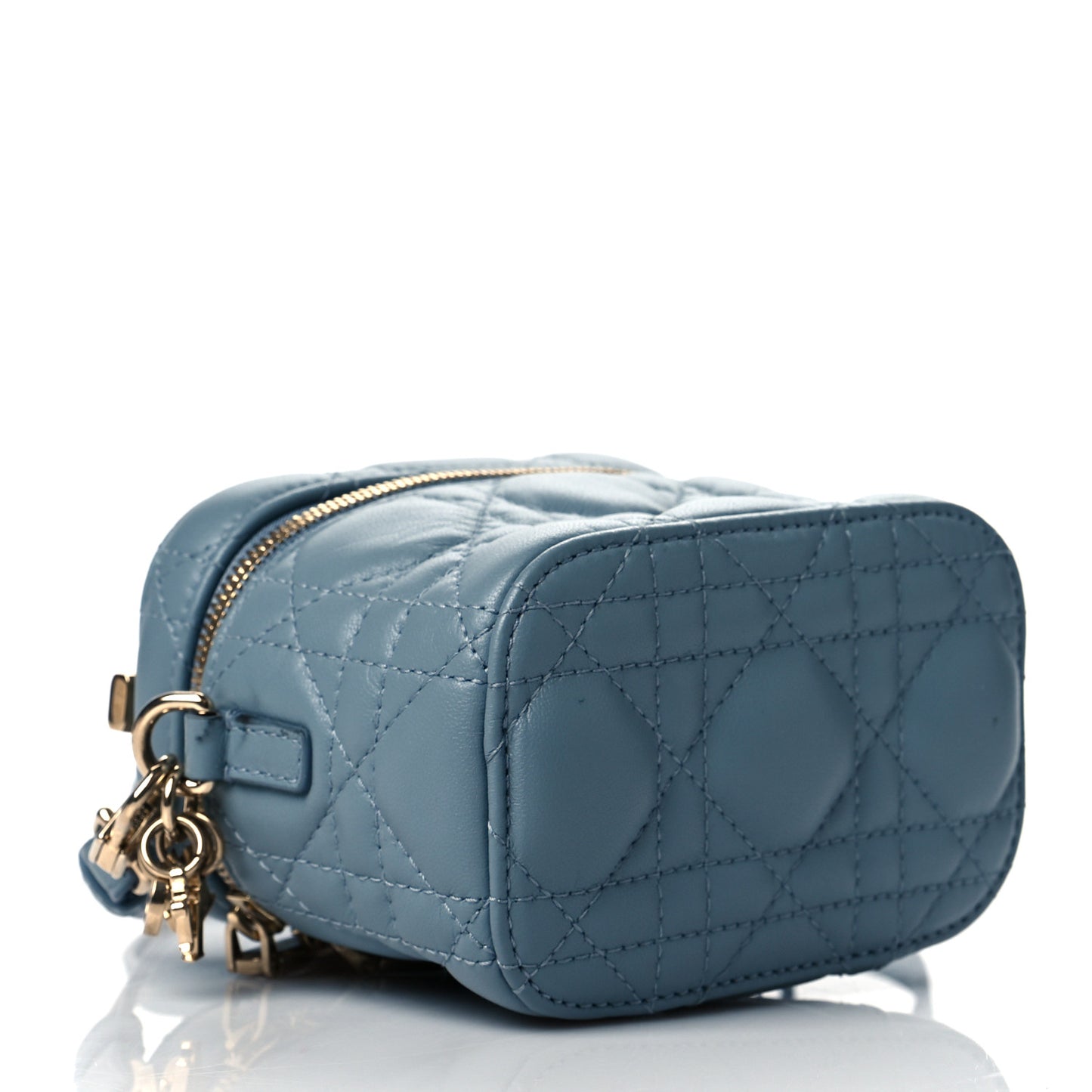 Lambskin Cannage Micro Lady Dior Vanity Case Blue