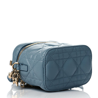 Christian Dior Lambskin Cannage Micro Lady Dior Vanity Case Blue 3 of 9