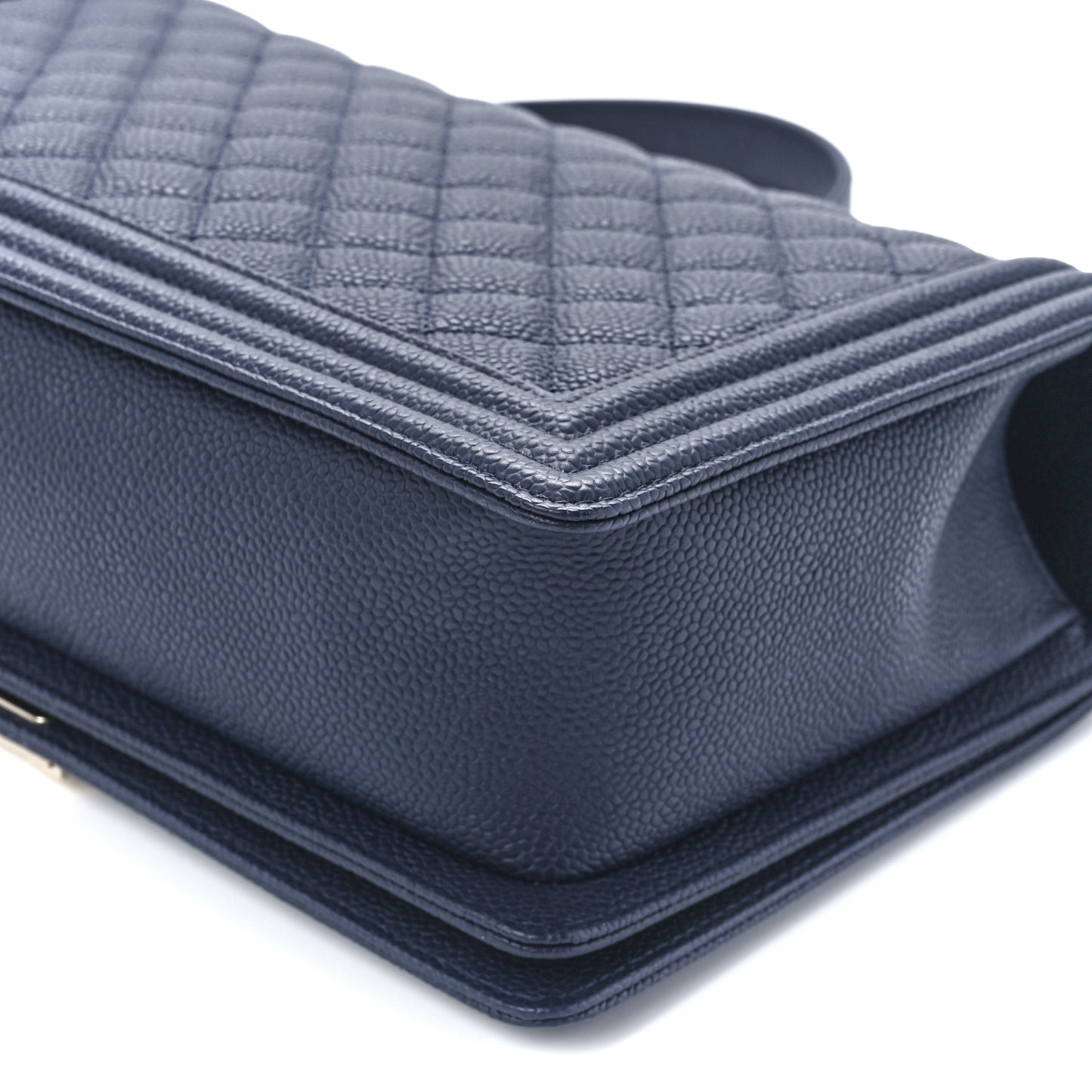 Caviar Quilted New Medium Boy Flap Dark Navy Blue