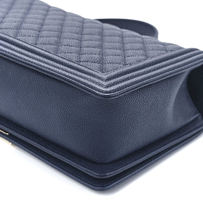 Chanel Caviar Quilted New Medium Boy Flap Dark Navy Blue 11 of 11