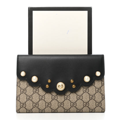 Gucci GG Supreme Monogram Mini Peony Pearly Clutch Black 7 of 7