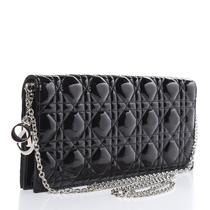 Christian Dior Patent Cannage Lady Dior Convertible Clutch Black 3 of 10
