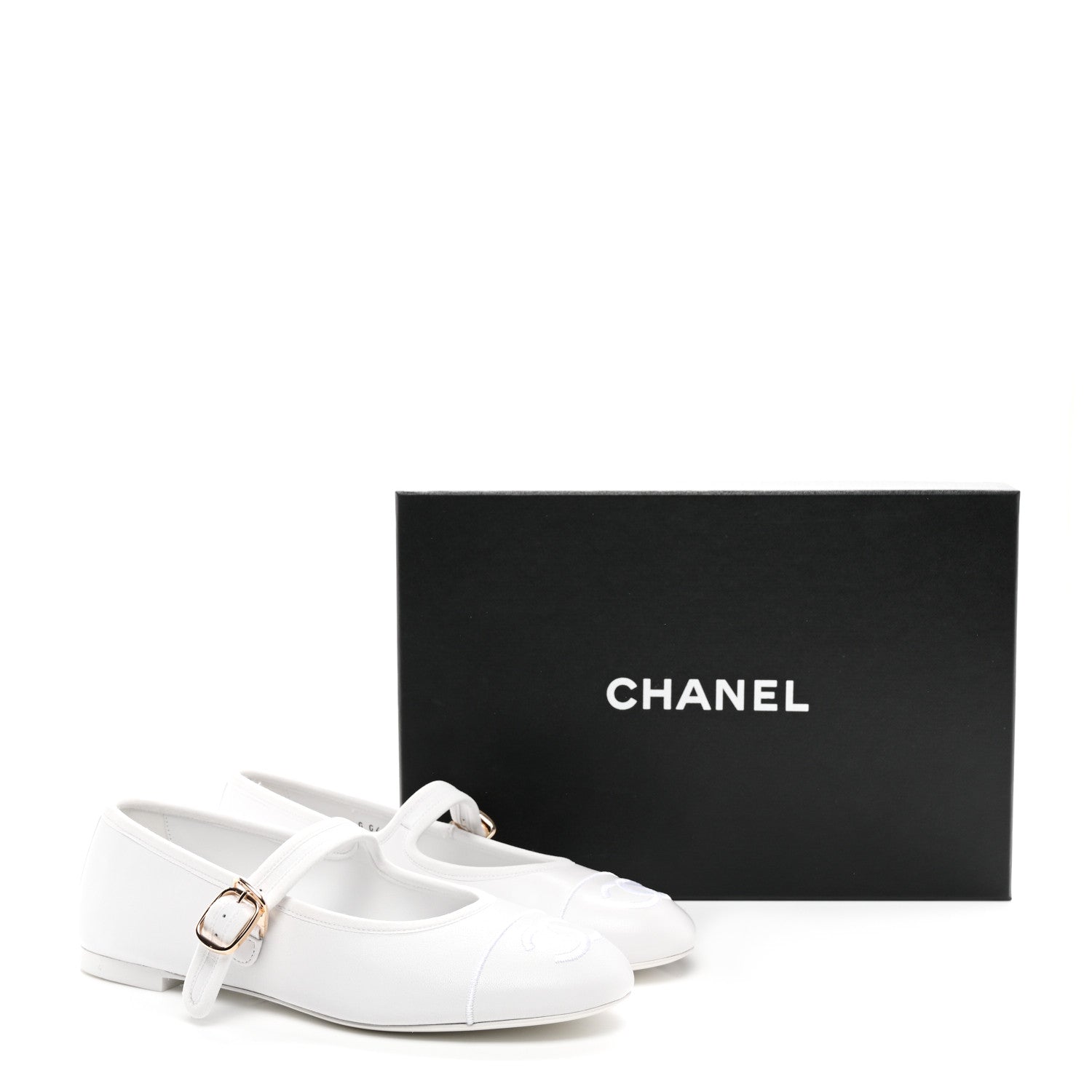 Chanel Lambskin Mary Jane Flats 38 White 9 of 9