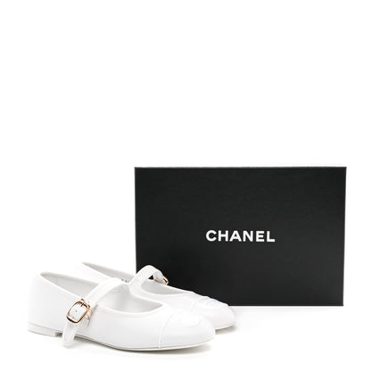 Chanel Lambskin Mary Jane Flats 38 White 9 of 9