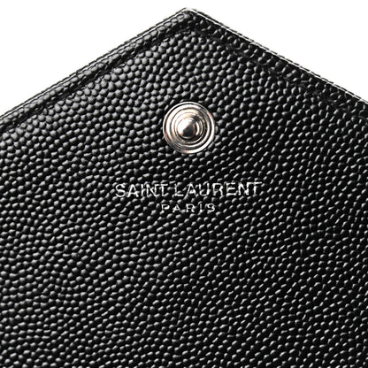 Saint Laurent Grain De Poudre Matelasse Chevron Monogram Chain Wallet Black 5 of 9