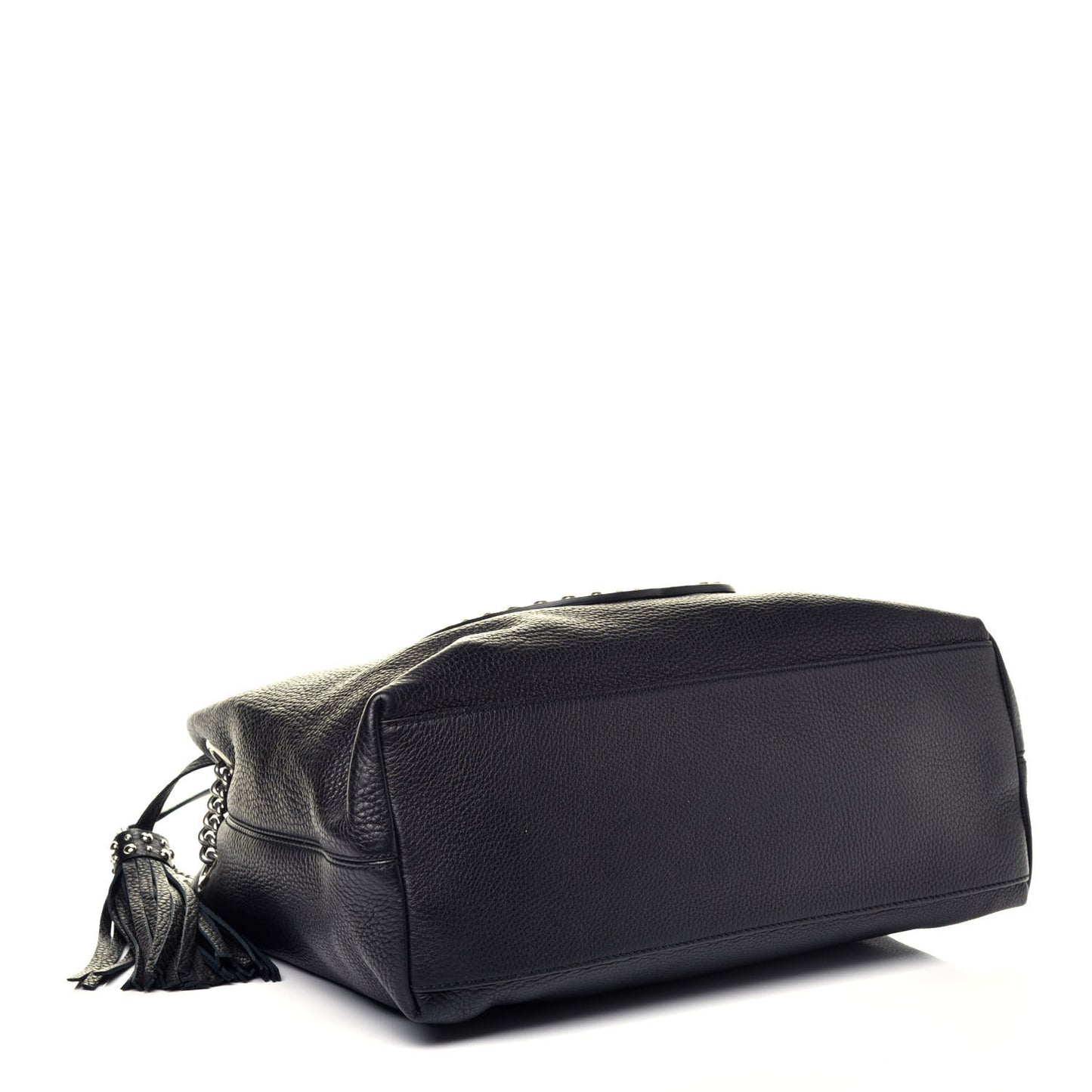 Pebbled Calfskin Studded Medium Soho Chain Shoulder Bag Black