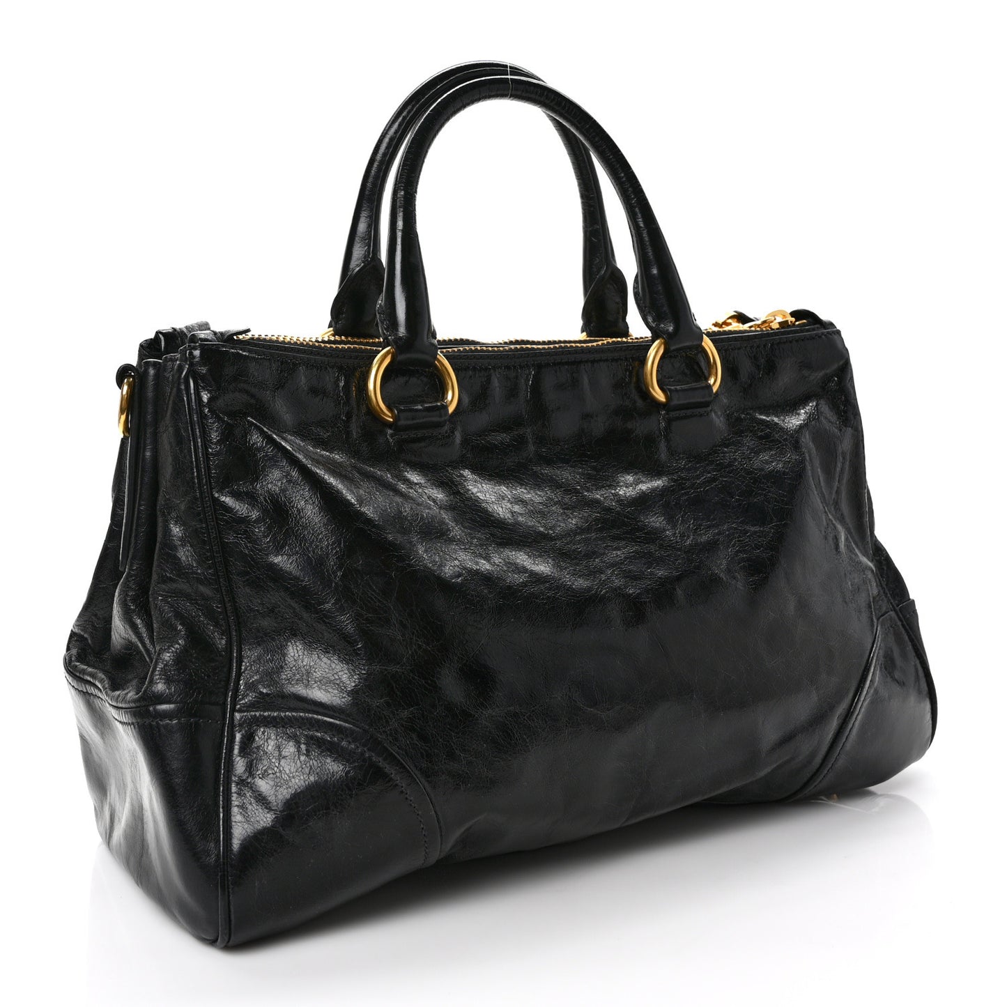 Vitello Shine Shopping Satchel Black