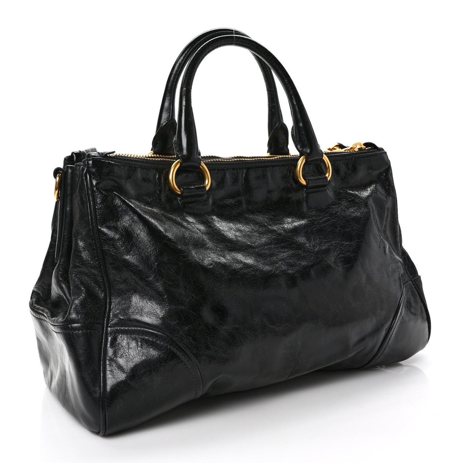 Prada Vitello Shine Shopping Satchel Black 3 of 9