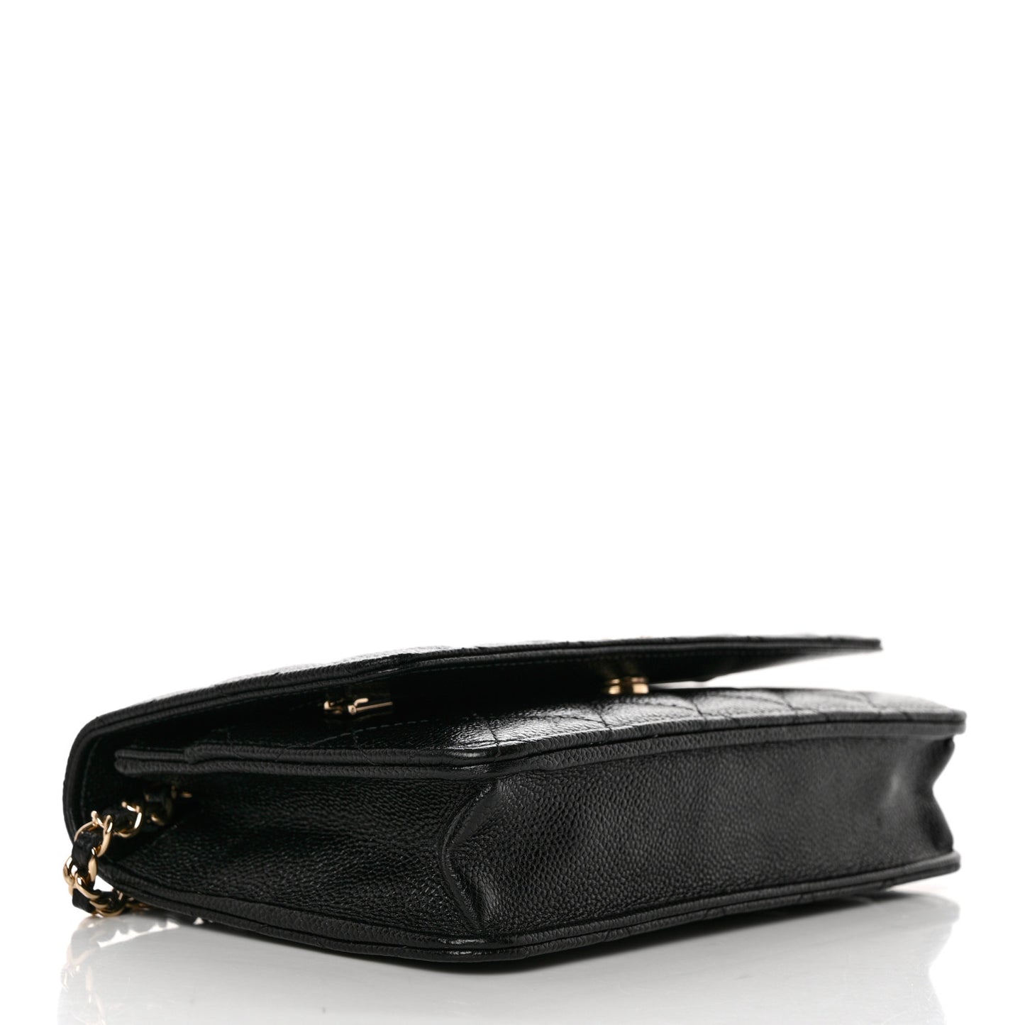 Caviar Quilted Chain CC Wallet On Chain WOC Black