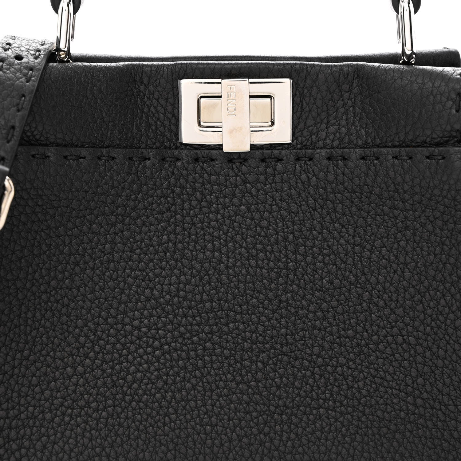 Fendi Cuoio Romano Selleria Bi-Color Mini Peekaboo Iconic Satchel Black Mou 9 of 11