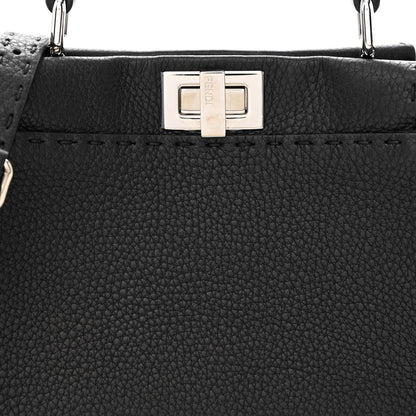 Fendi Cuoio Romano Selleria Bi-Color Mini Peekaboo Iconic Satchel Black Mou 9 of 11