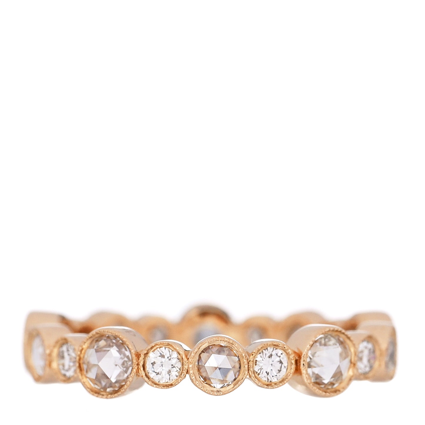 18K Rose Gold Diamond Narrow Cobblestone Band Ring 50 5.25