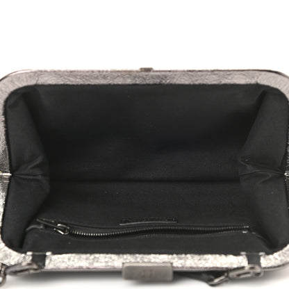 Balenciaga Metallic Textured Calfskin Logo Cloud Clutch XS Black 5 of 10