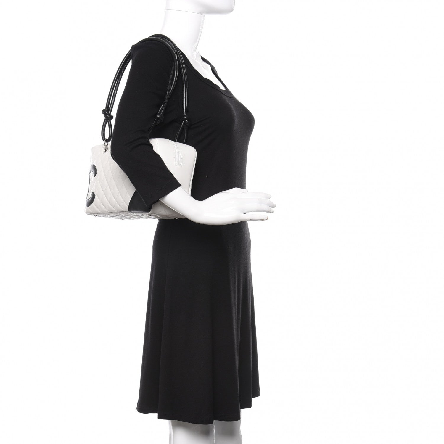 Chanel Calfskin Quilted Large Cambon Bowler White Black 2 of 11