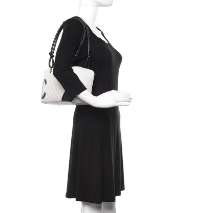 Chanel Calfskin Quilted Large Cambon Bowler White Black 2 of 11