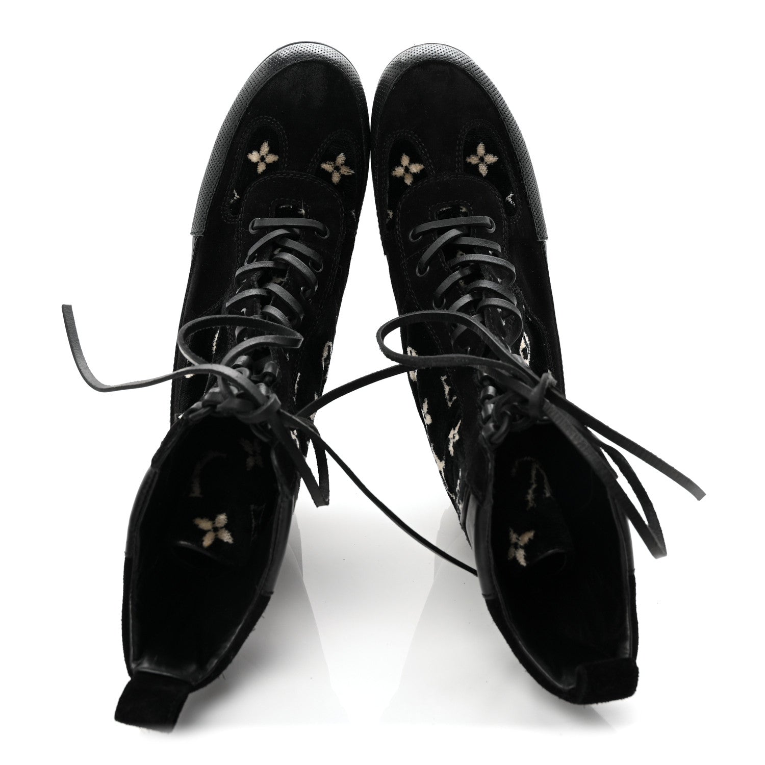 Louis Vuitton Velvet Calfskin Monogram Laureate Platform Desert Boots 40 Black White 5 of 8