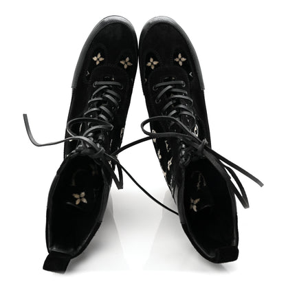 Louis Vuitton Velvet Calfskin Monogram Laureate Platform Desert Boots 40 Black White 5 of 8