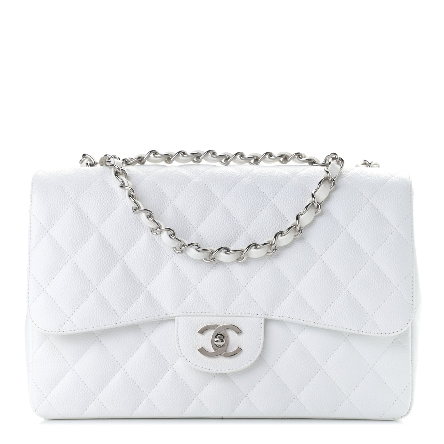 Caviar Quilted Jumbo Single Flap White
