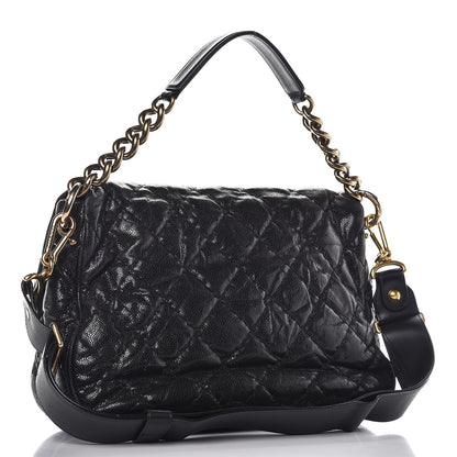 Chanel Crumpled Grained Calfskin Medium Coco Pleats Messenger Flap Black 4 of 9