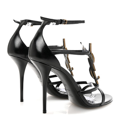 Saint Laurent Calfskin Cassandra 100 Ankle Strap Sandals 40 Black 5 of 9