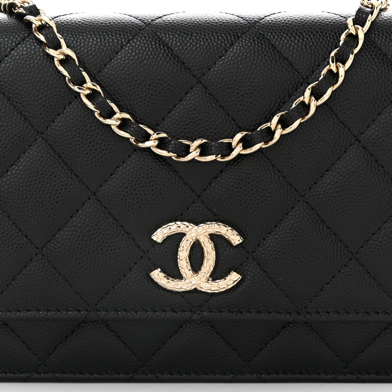 Chanel Caviar Quilted Studded CC Wallet on Chain WOC Black 9 of 11