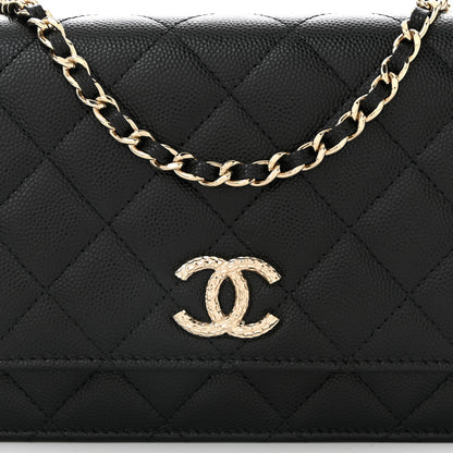 Chanel Caviar Quilted Studded CC Wallet on Chain WOC Black 9 of 11