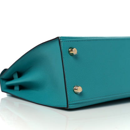 Hermes Epsom Kelly Sellier 25 Bleu Paon 7 of 37