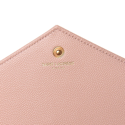 Saint Laurent Grain De Poudre Matelasse Chevron Monogram Chain Wallet Rose Antic 6 of 9