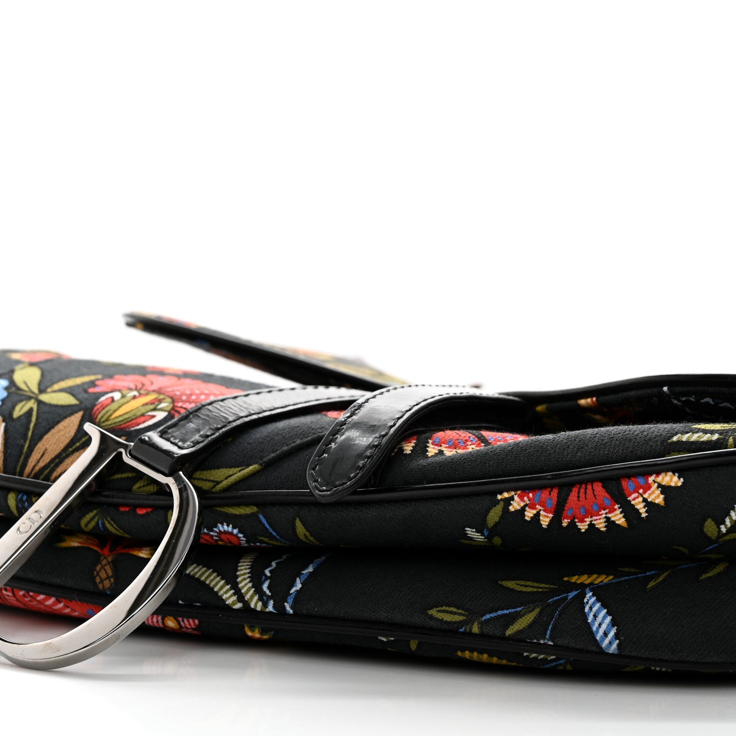 Christian Dior Canvas Floral Saddle Bag Black 10 of 10