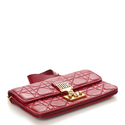 Christian Dior DIOR Lambskin Cannage Dioraddict Wristlet Clutch Red 5 of 10