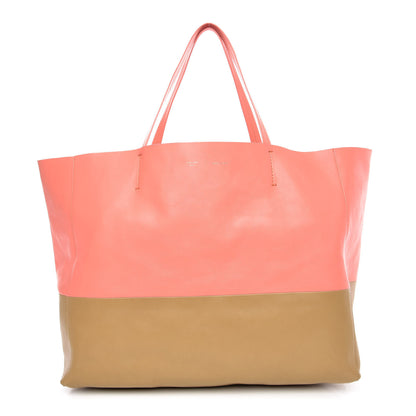 Celine Lambskin Horizontal Bi-Color Cabas Fluo Pink Camel 1 of 6