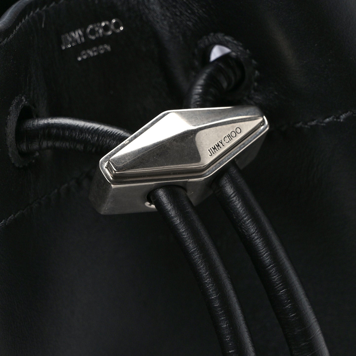 Smooth Shiny Calfskin Cinch M Bucket Bag Black