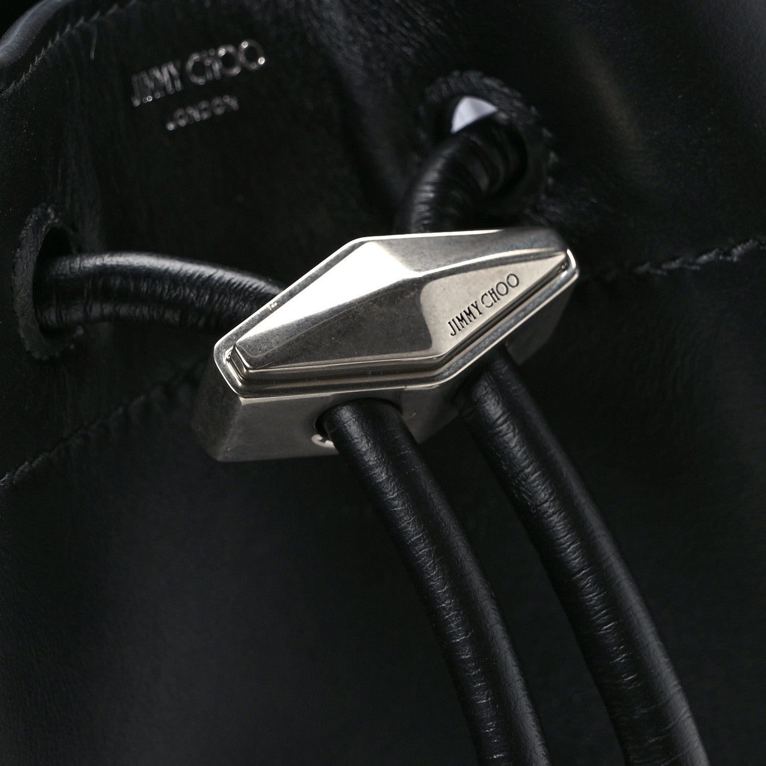 Jimmy Choo Smooth Shiny Calfskin Cinch M Bucket Bag Black 15 of 15