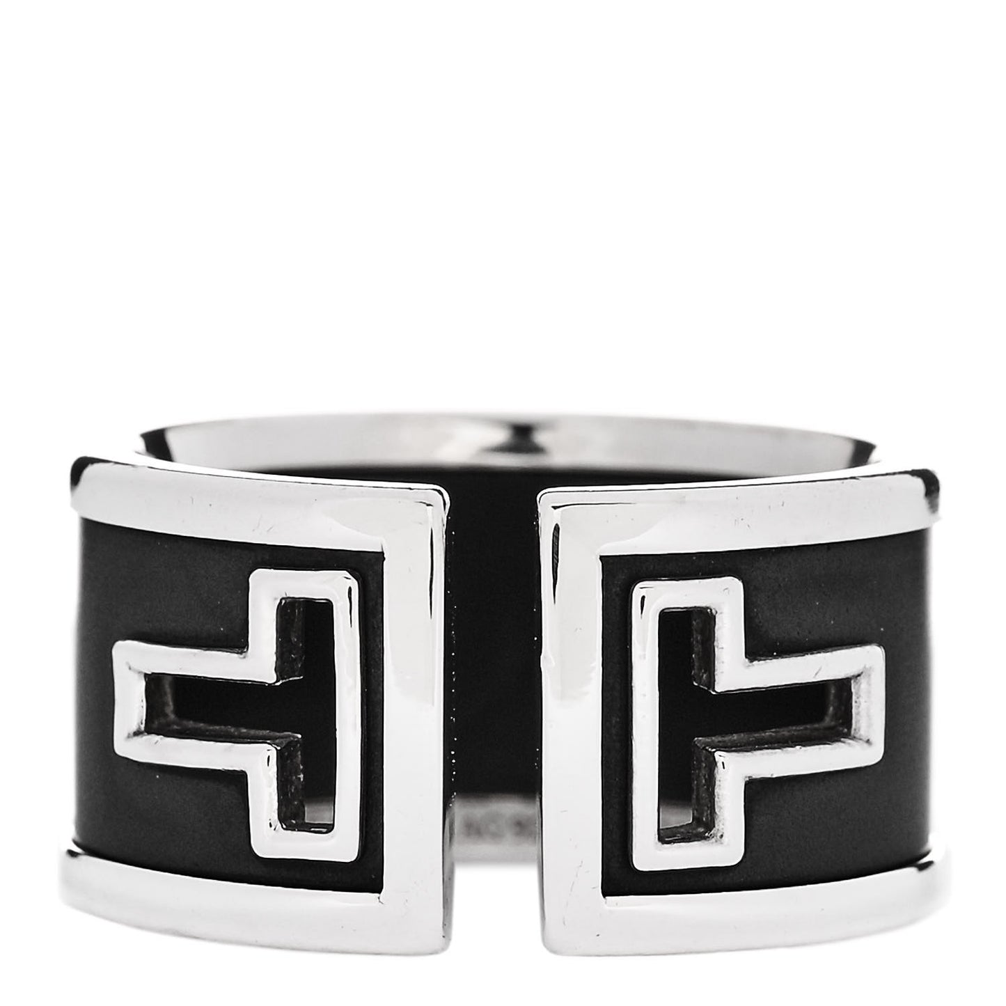 Sterling Silver Black Ceramic T Cutout Ring 53 6.25