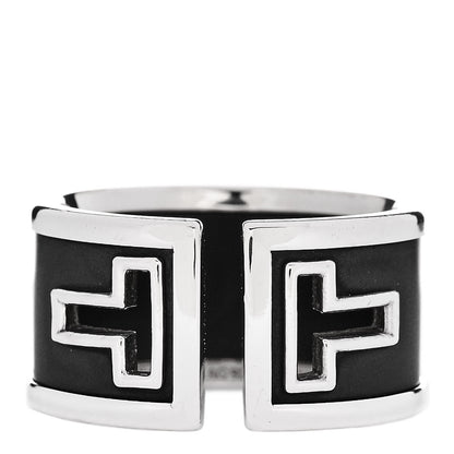 Tiffany Sterling Silver Black Ceramic T Cutout Ring 53 6.25 1 of 4