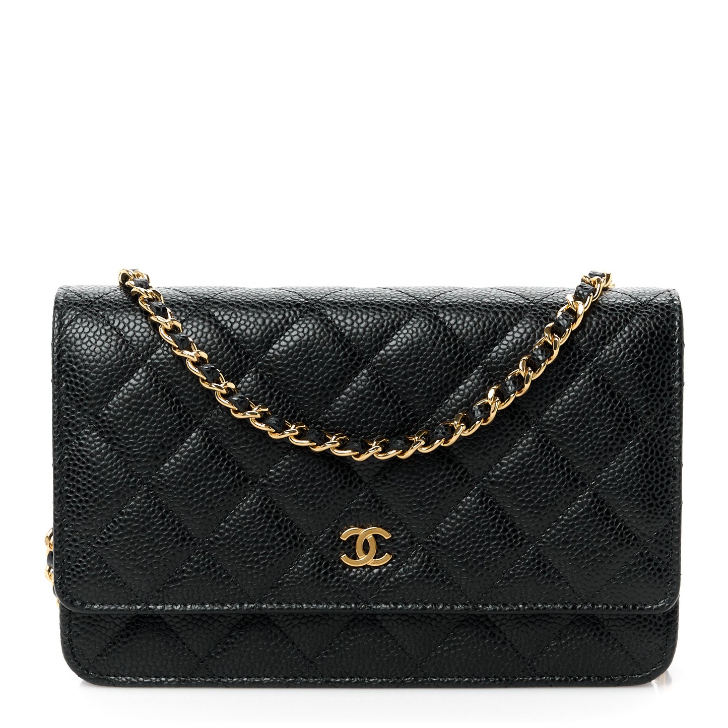 Caviar Quilted Wallet on Chain WOC Black