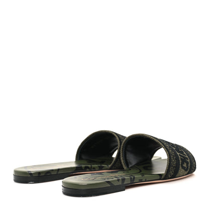 Christian Dior Canvas Union Embroidered Dway Flat Slide Sandals 35.5 Kaki 5 of 10