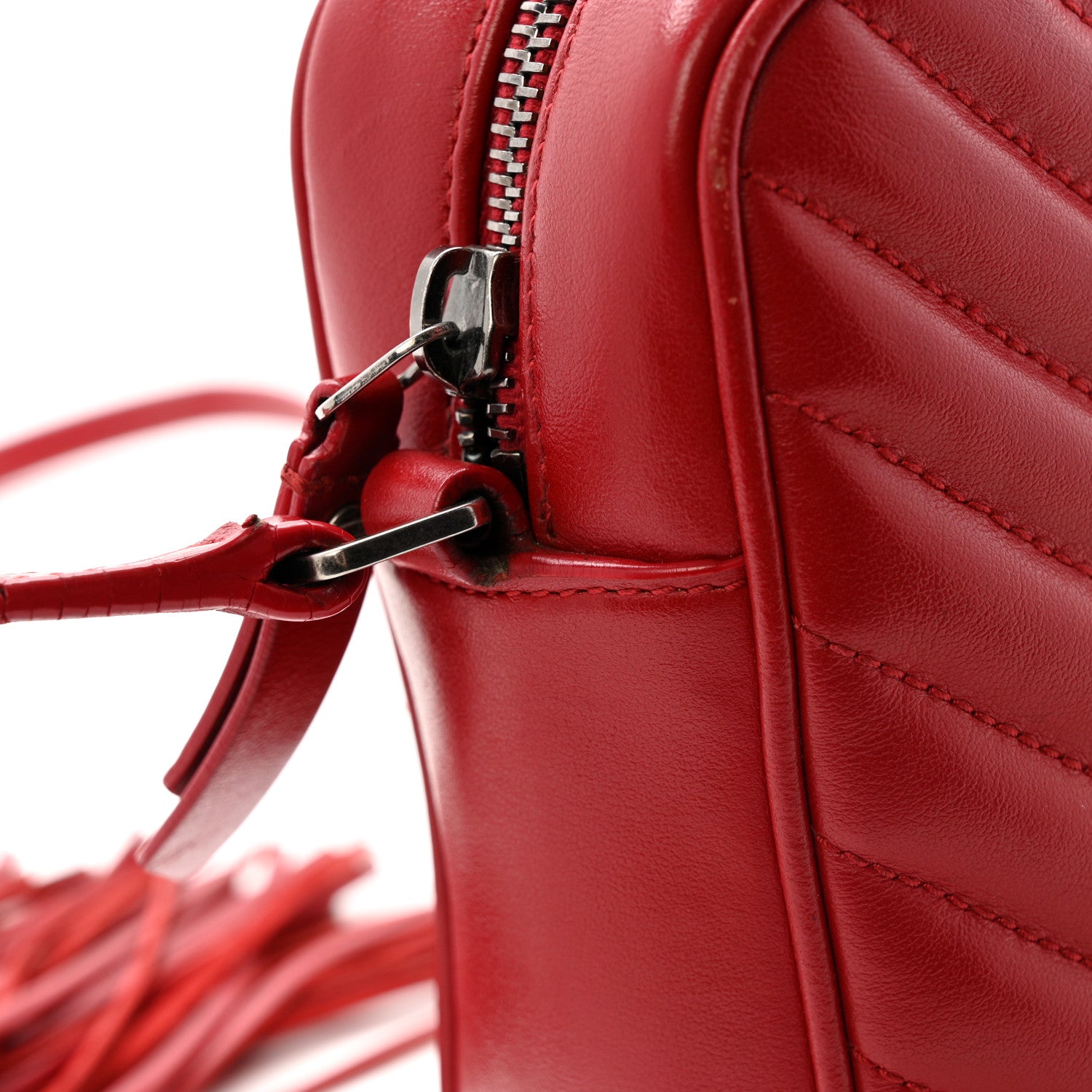 Saint Laurent Calfskin Matelasse Monogram Lou Camera Bag Red 13 of 17