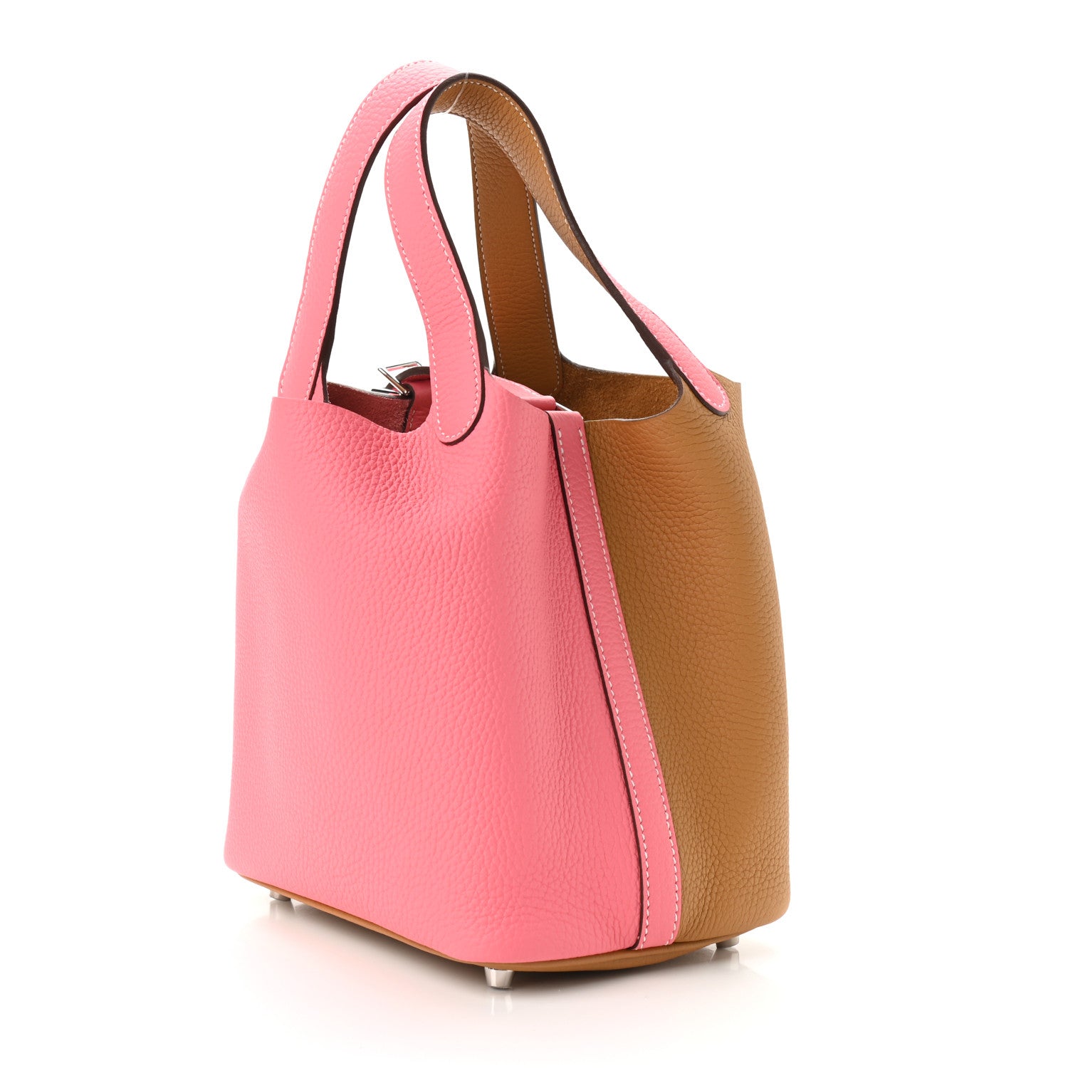 Hermes Taurillon Clemence Casaque Picotin Lock 18 PM Rose Azalee Sesame 3 of 10