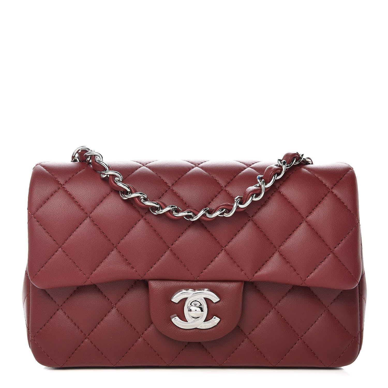 Chanel Lambskin Quilted Mini Rectangular Flap Burgundy 1 of 10