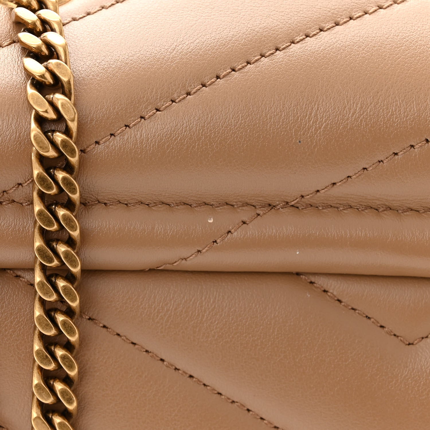 Saint Laurent Calfskin Y Quilted Monogram Small Loulou Chain Satchel Dark Beige 12 of 13